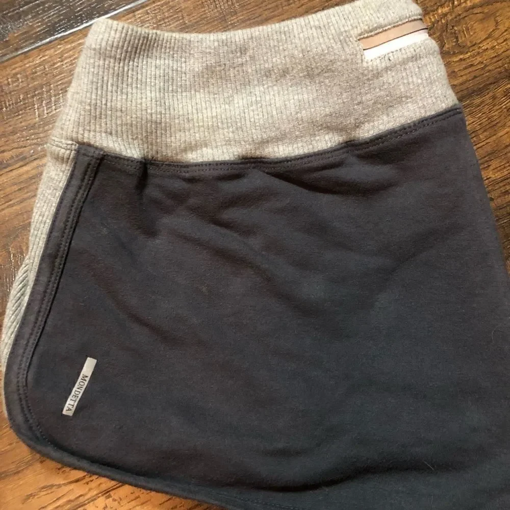 Mondetta Blue and gray cotton/spandex shorts with small zipper in back for a key